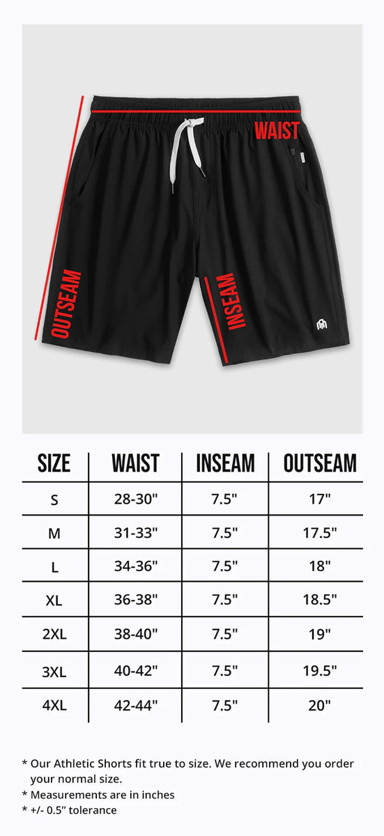 Men's Athletic Shorts Size Chart INTO THE AM