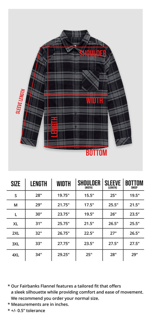 Fairbanks Flannel Size Chart