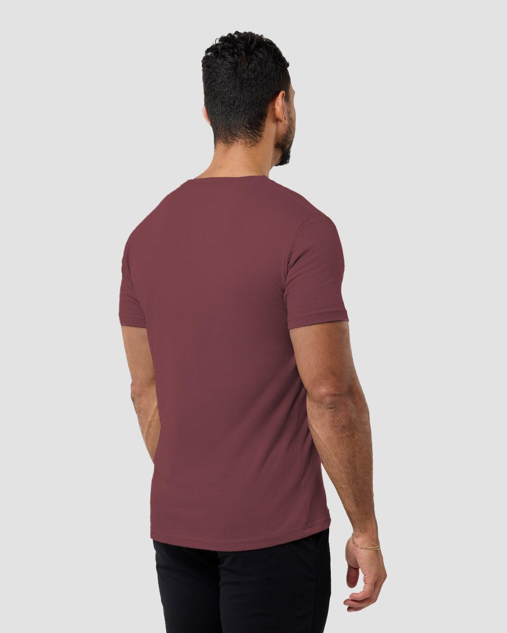 V-Neck Tee - Non-Branded-Maroon-Back--Model---M-Regular