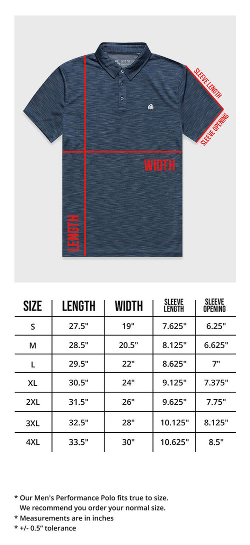 Performance Polo Size Chart