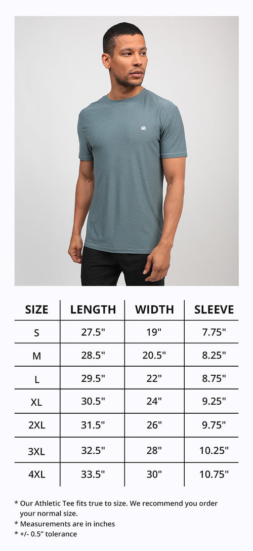 Men's Athletic Tees Size Chart
