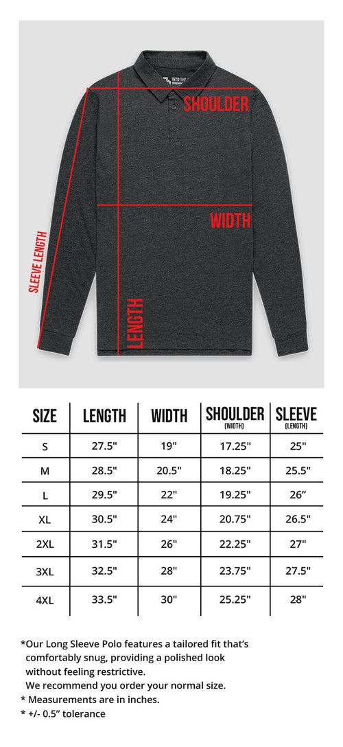 Long Sleeve Polo Size Chart