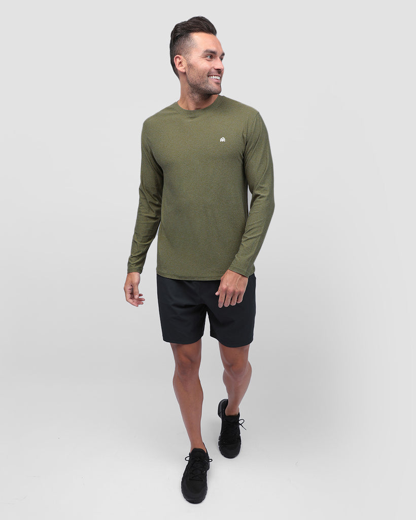 Long Sleeve Active Tee - Branded-Olive Green-Full--Zach---L