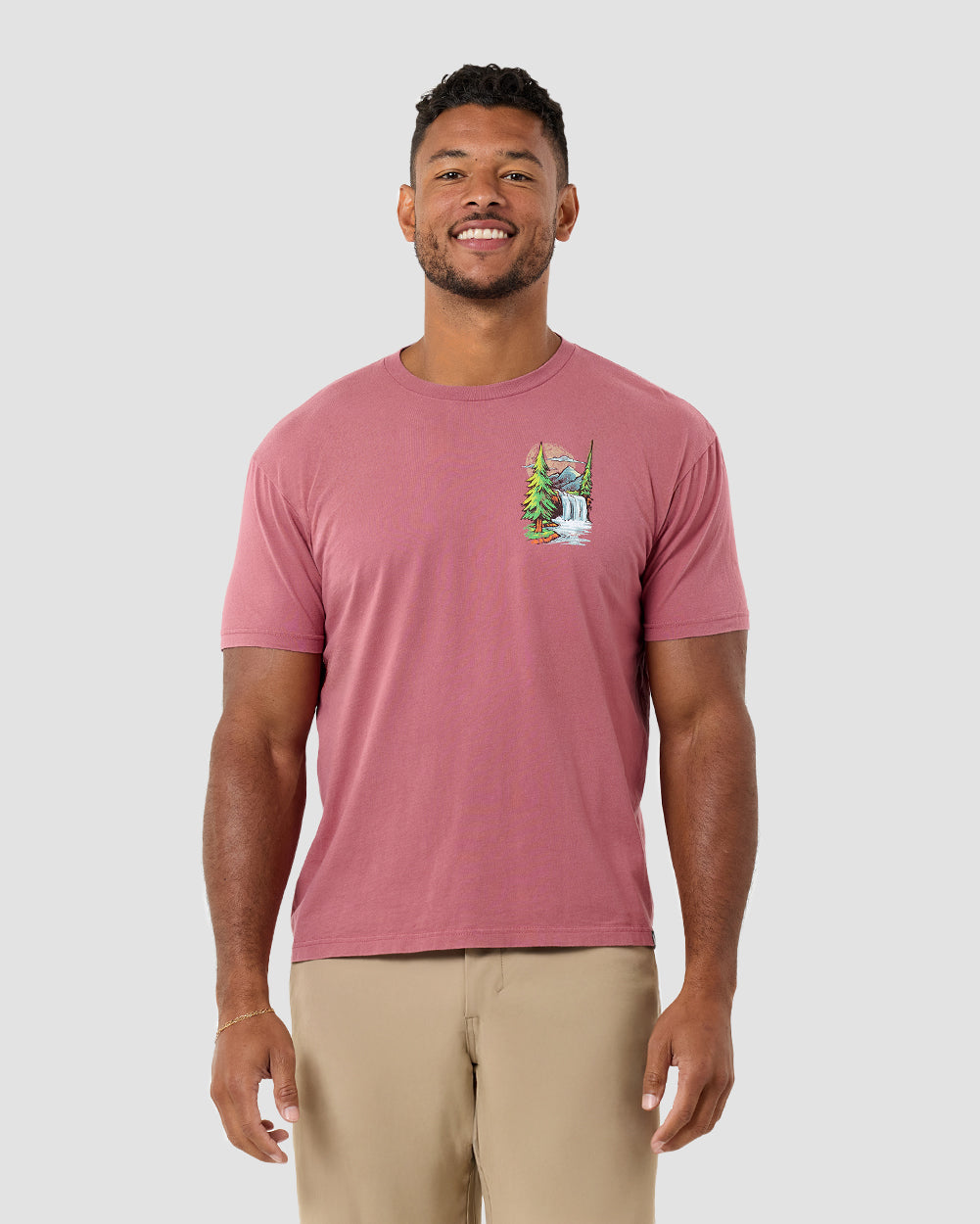 Barrel Falls Tee-Heather Mauve-Regular-Front--Model---L