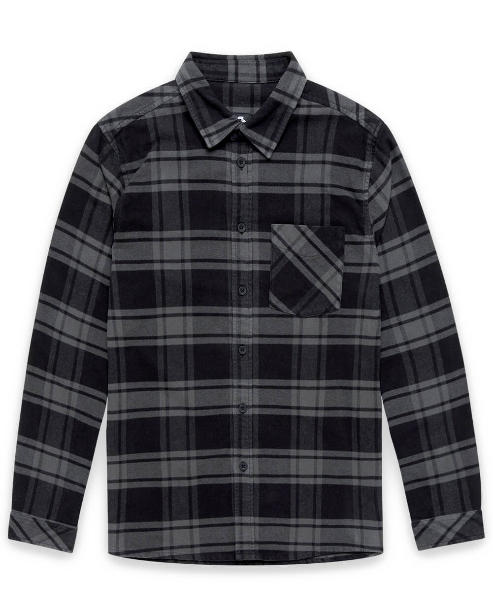Fairbanks Flannel-Black/Dark Charcoal-Regular-Mock--Model---L