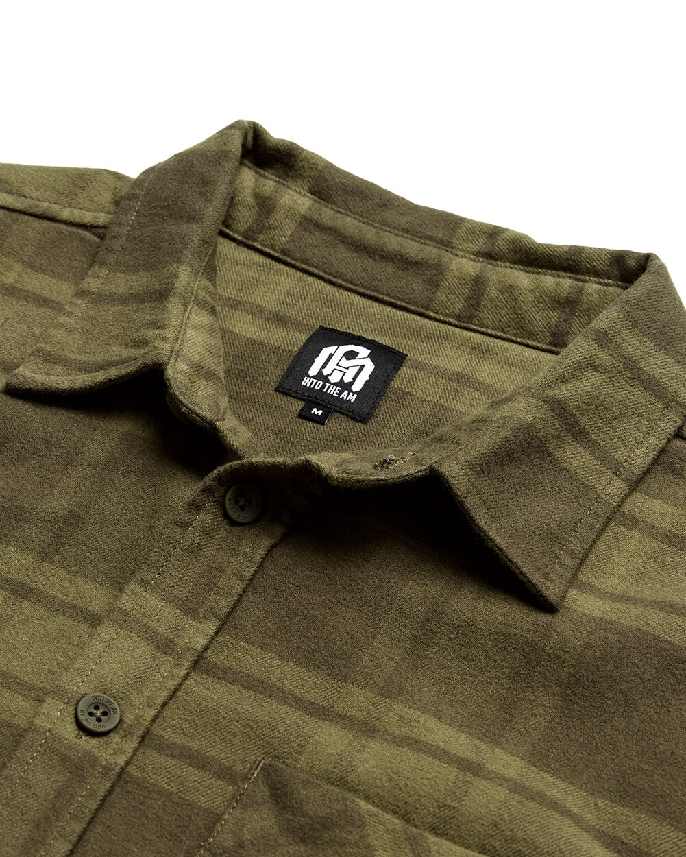 Fairbanks Flannel-Dark Olive Green-Regular-Detail--Model---L