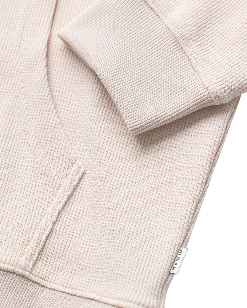 Waffle Knit Pullover Hoodie - Non-Branded-Beige-Regular-Detail--Zac---L