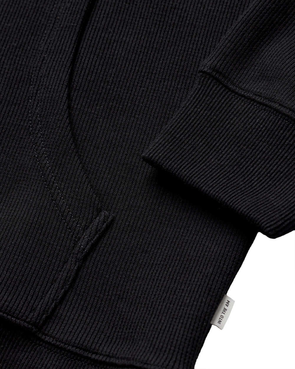 Waffle Knit Pullover Hoodie - Non-Branded-Black-Regular-Detail--Zac---L