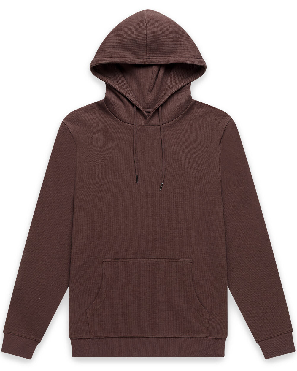 Waffle Knit Pullover Hoodie - Non-Branded-Brown-Regular-Mock--Zac---L