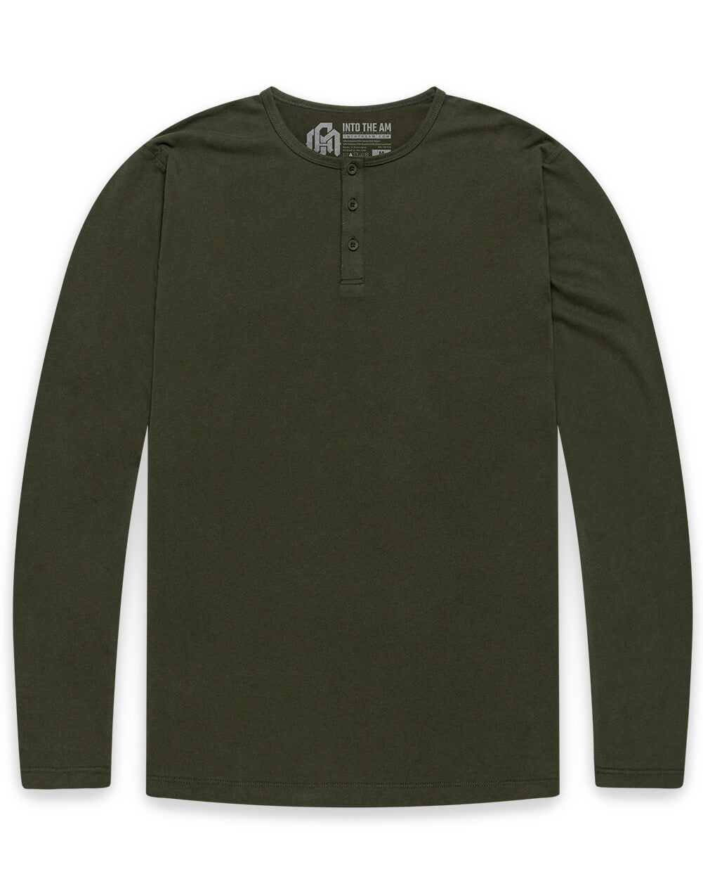 Long Sleeve Henley Tee - Non-Branded-Midnight Olive-Regular-Mock--Zac---L