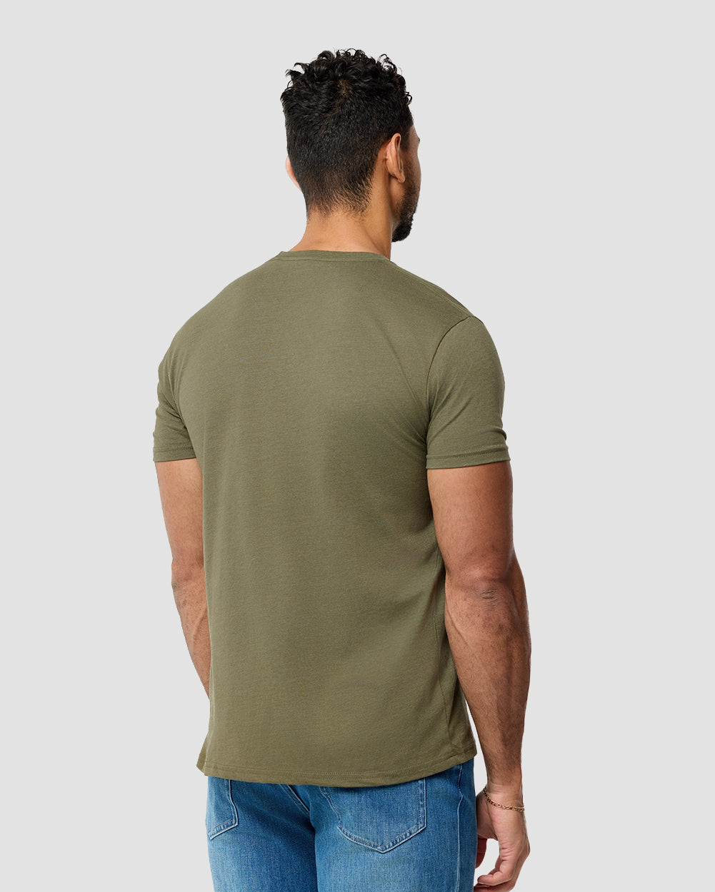 Basic Tee - Branded-Olive Green-Front--Model---M-Regular
