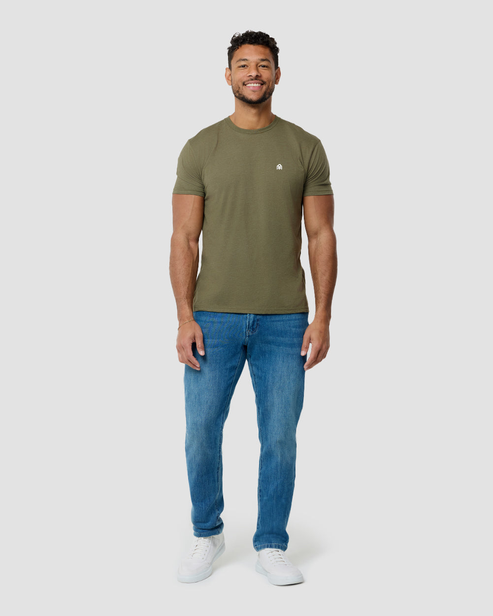 Basic Tee - Branded-Olive Green-Detail2--Model---M-Regular