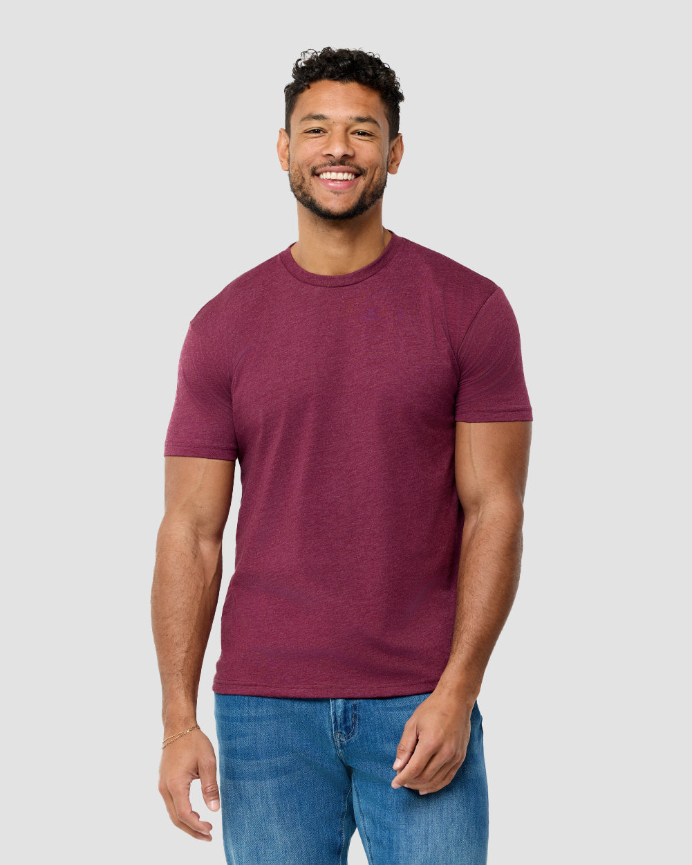 Basic Tee - Non-Branded-Heather Maroon-Back--Alex---M-Regular