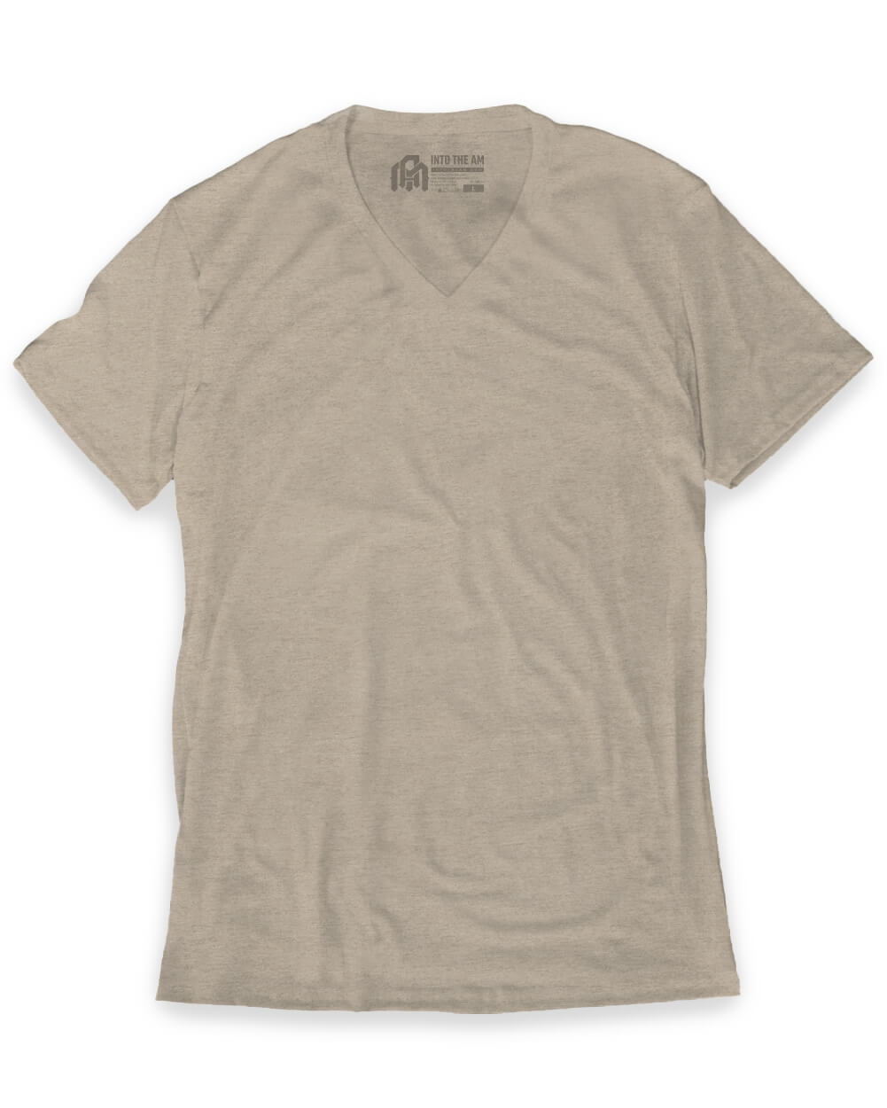 V-Neck Tee - Non-Branded-Heather Tan-Mock--Model---M-Regular