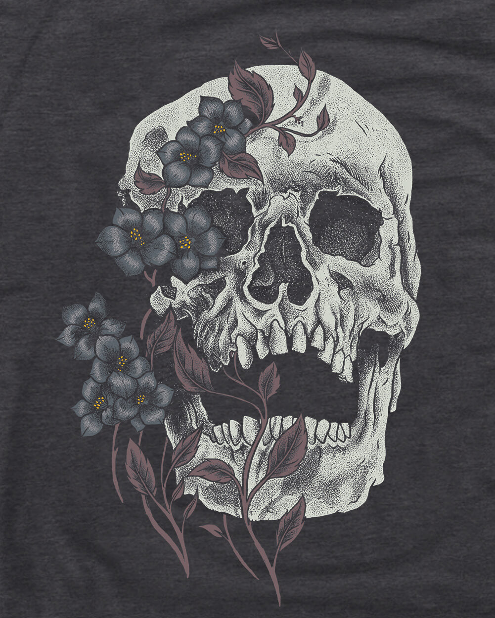 Bone Blossom Tee-Charcoal-Regular-Swatch--Model---L