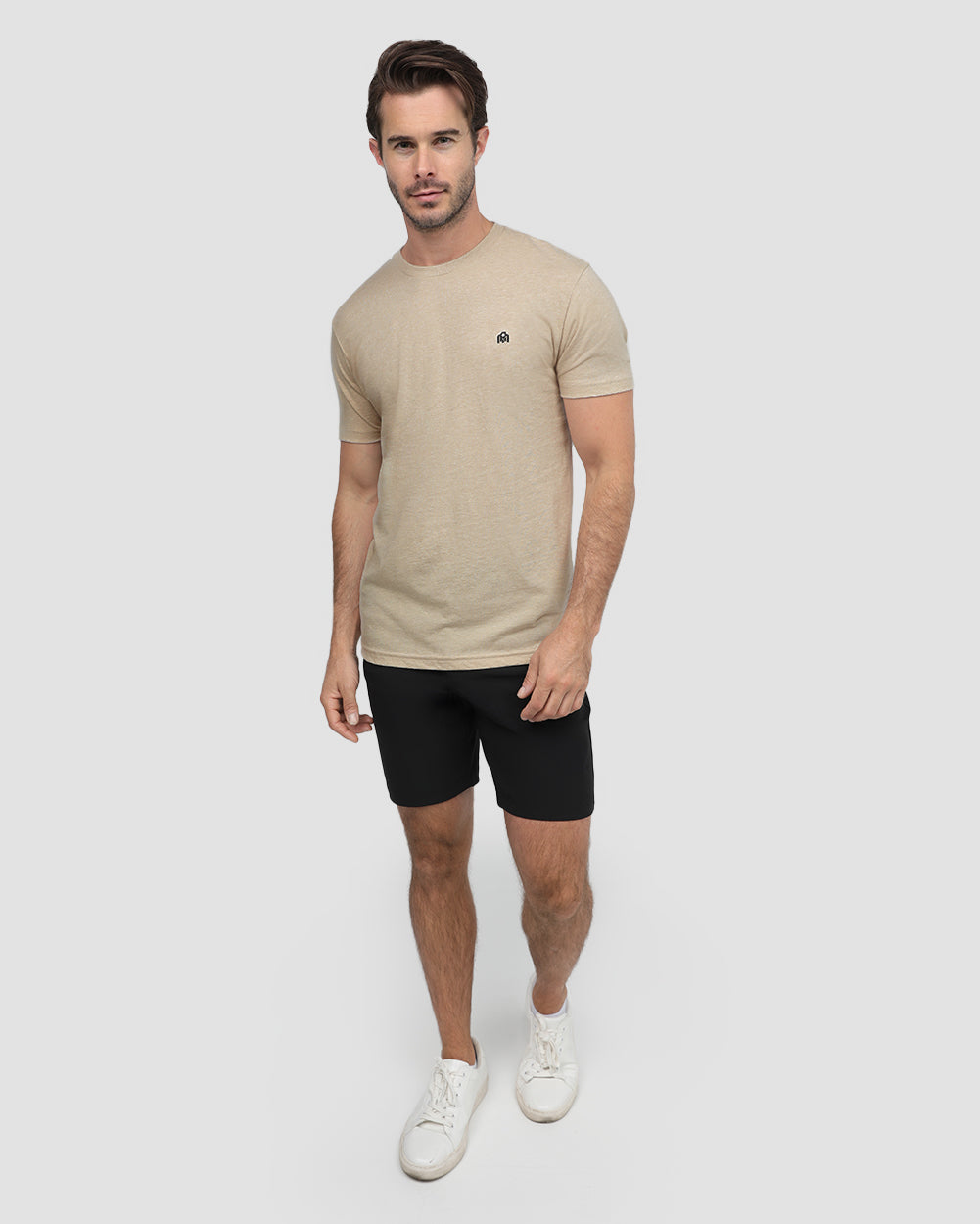 Basic Tee - Branded-Cream-Full--Model---M-Regular