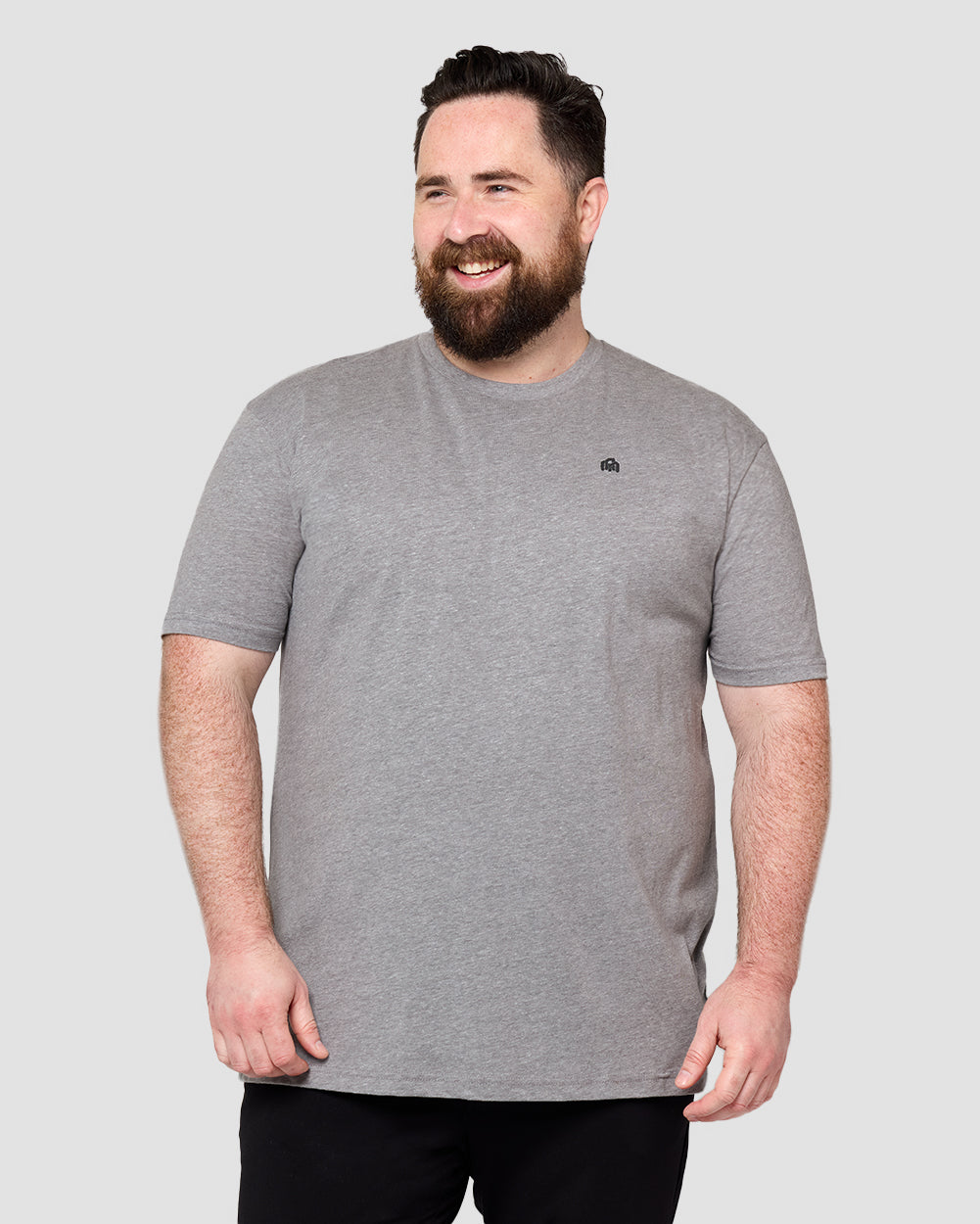 Basic Tee - Branded-Grey-Front--Model---M-Plus
