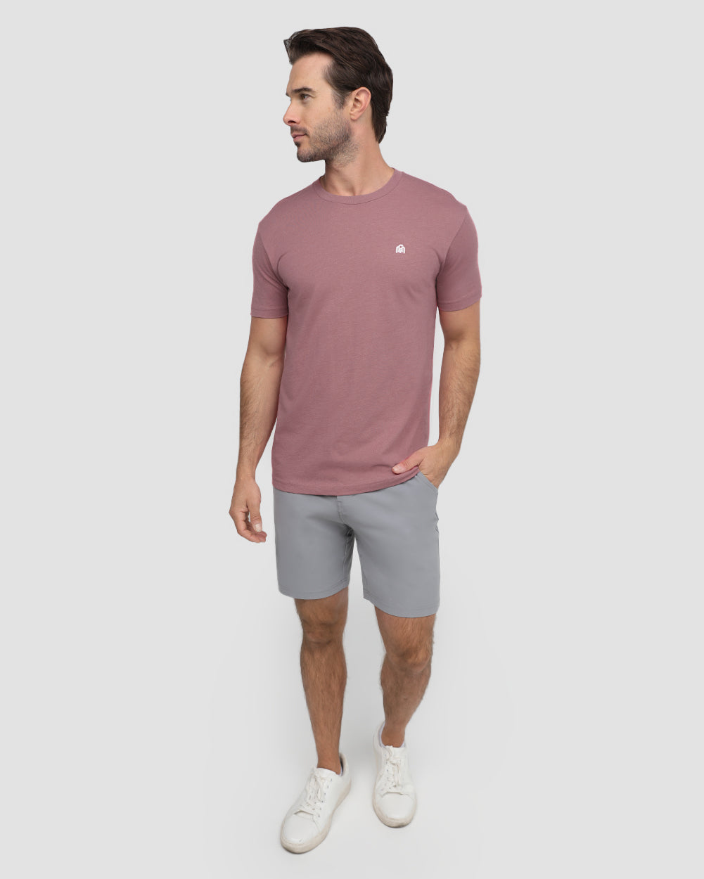 Basic Tee - Branded-Heather Mauve-Full--Model---M-Regular
