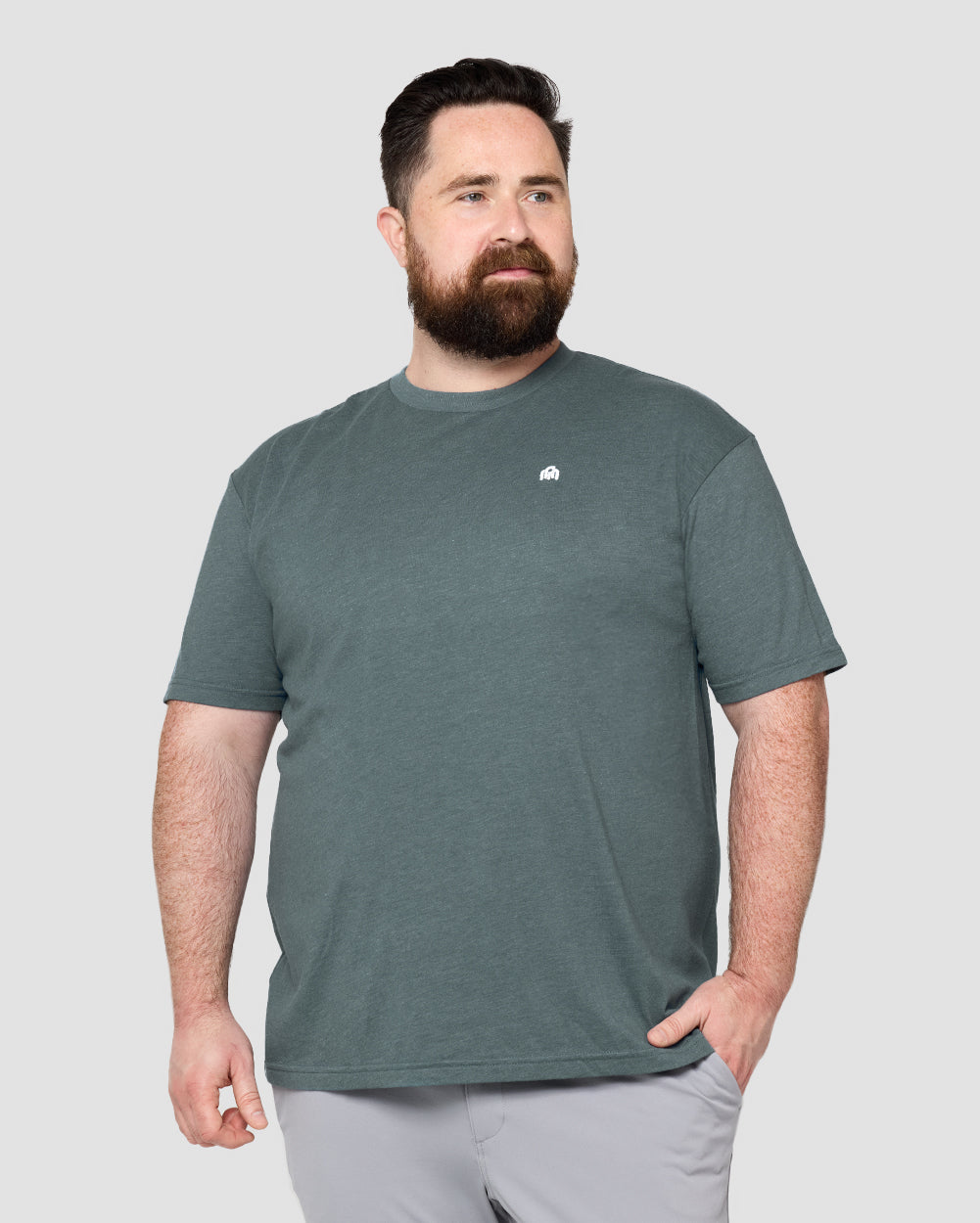 Basic Tee - Branded-Indigo-Front--Model---M-Plus