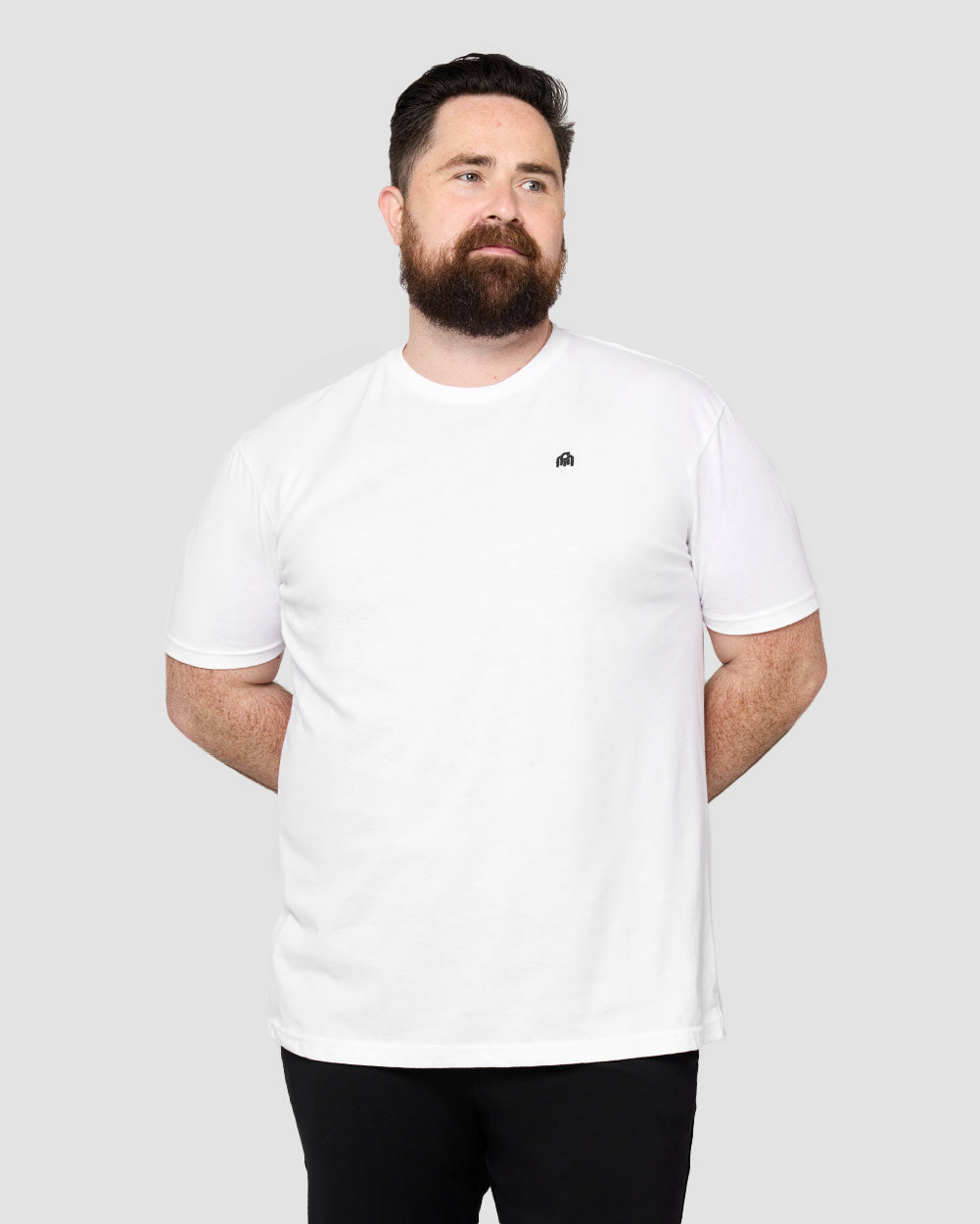 Basic Tee - Branded-White-Front--Model---M-Plus