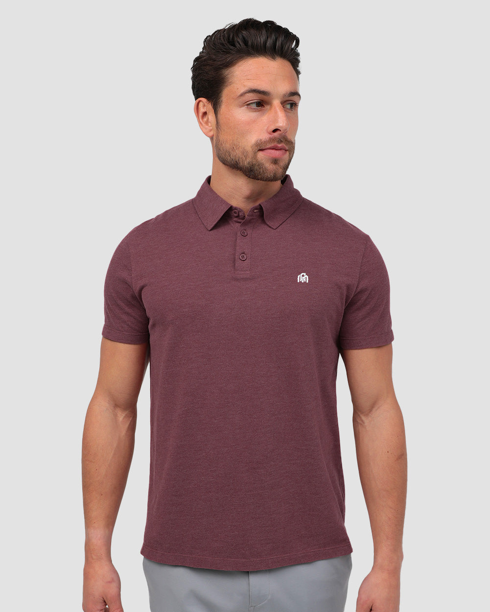 Polo - Branded-Maroon-Front--Model---M-Regular