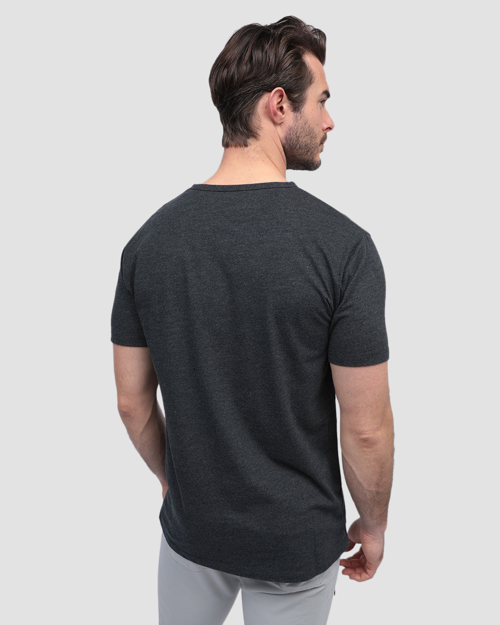 Henley Tee - Branded-Charcoal-Regular-Back--Model---Size