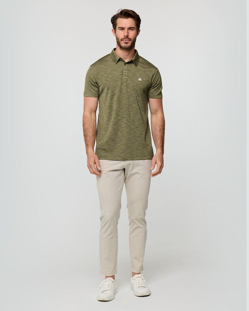 Performance Polo - Branded-Olive Green-Front--Alex---M