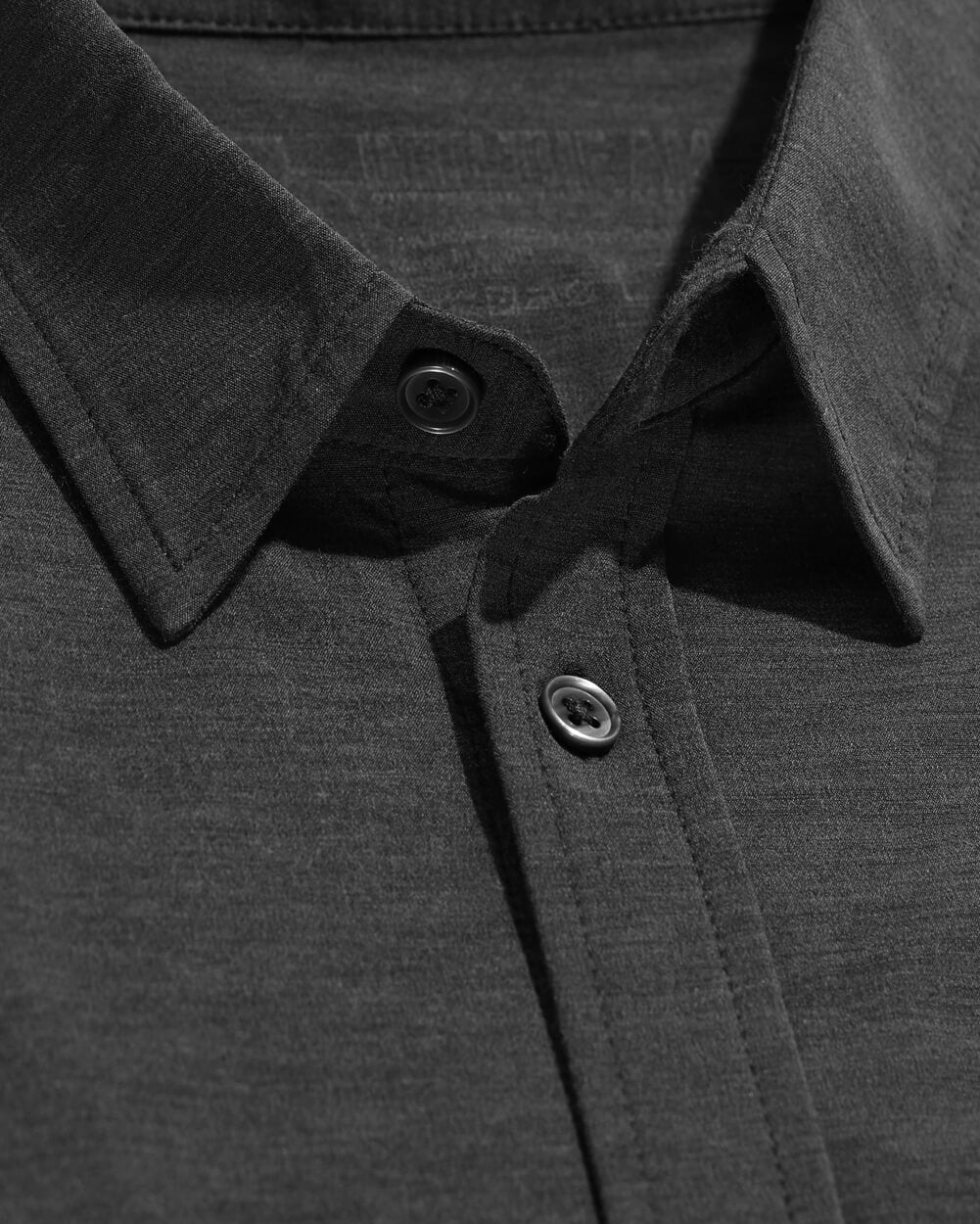 Long Sleeve Button Up-Black Heather-Detail