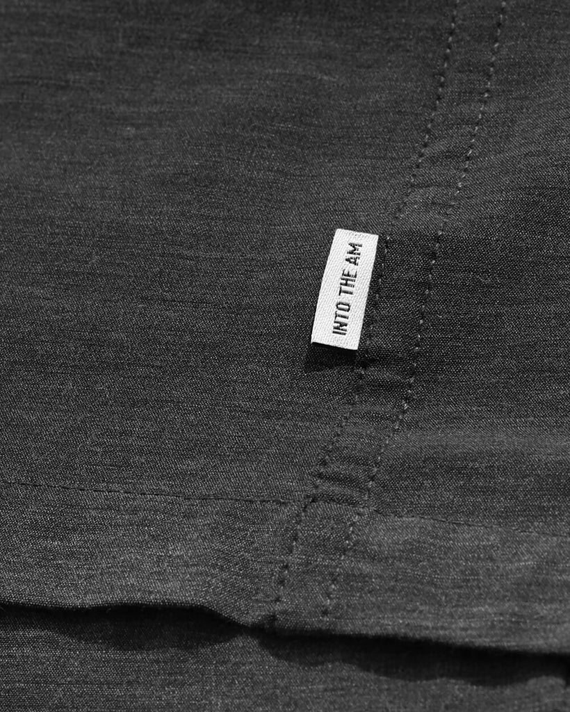 Long Sleeve Button Up-Black Heather-Detail 2