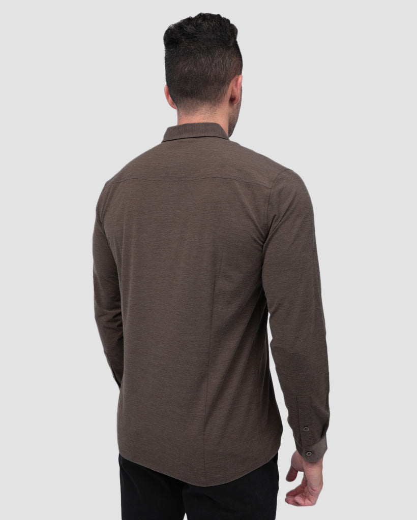 Long Sleeve Button Up-Brown-Back--Zach---L