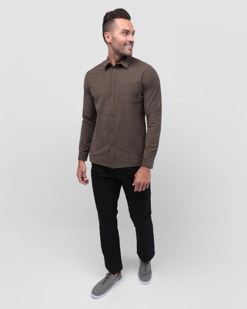 Long Sleeve Button Up-Brown-Full--Zach---L