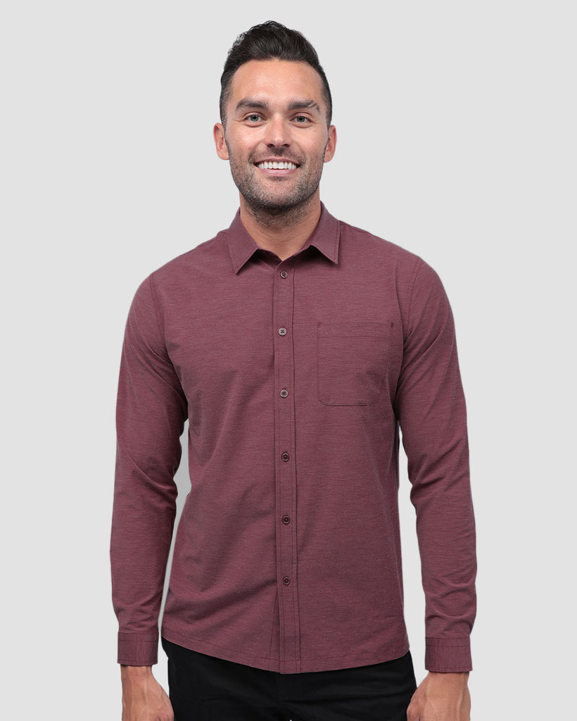 Long Sleeve Button Up-Maroon-Front--Zach---L