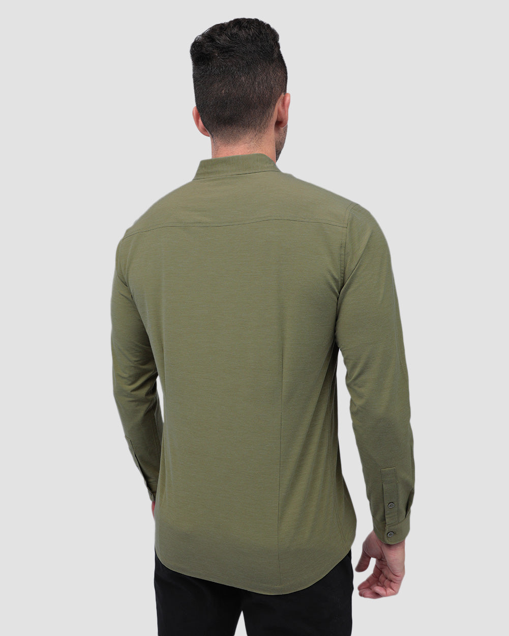 Long Sleeve Button Up-Olive Green-Back--Zach---L