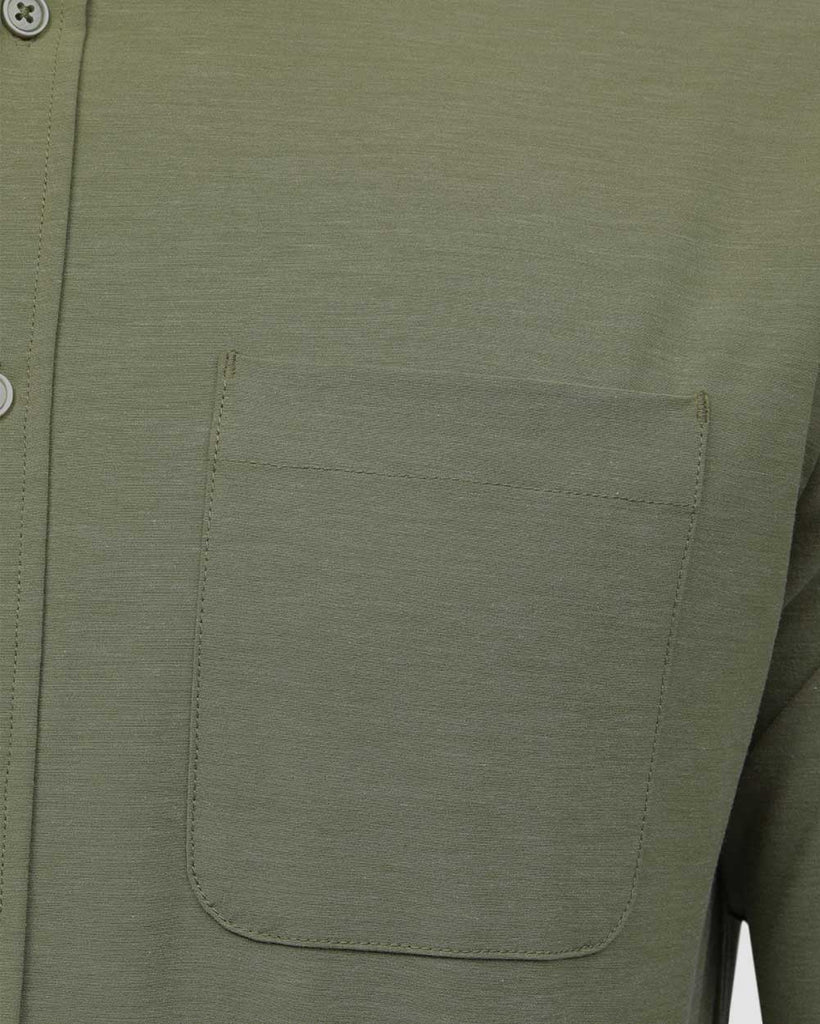 Long Sleeve Button Up-Olive Green-Detail4