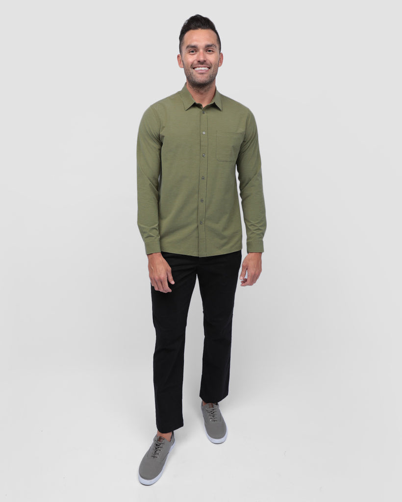 Long Sleeve Button Up-Olive Green-Full--Zach---L