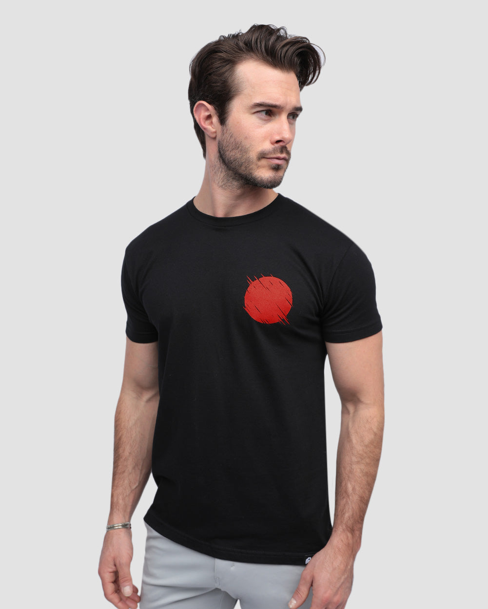 Cosmic Dawn Tee-Black-Regular-Front--Model---L