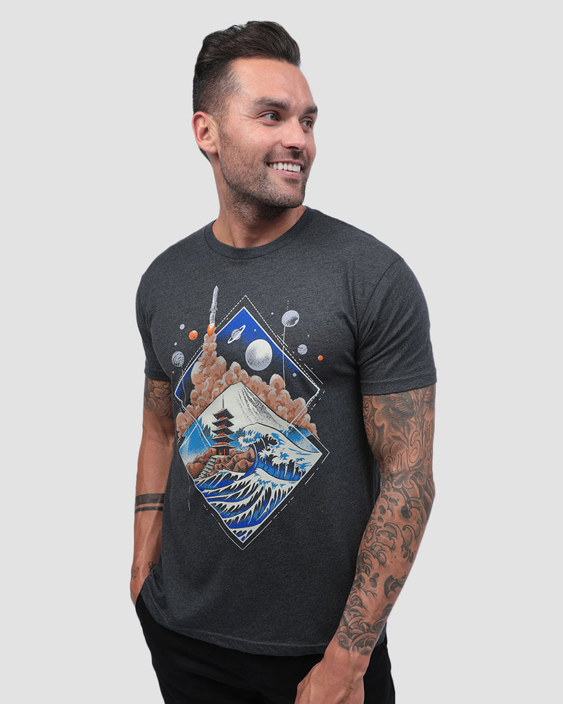 Cosmic Summit Tee-Charcoal-Front--Zach---L
