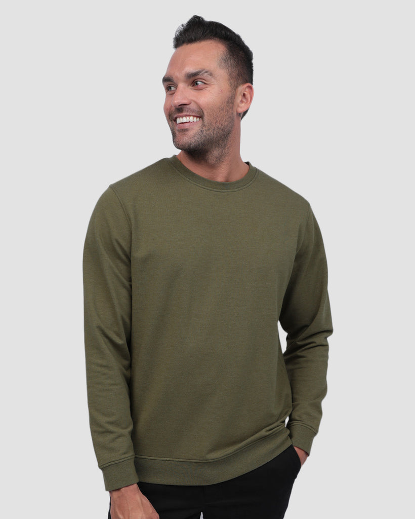 Crewneck Sweatshirt - Non-Branded-Olive Green-Front--Zach---L