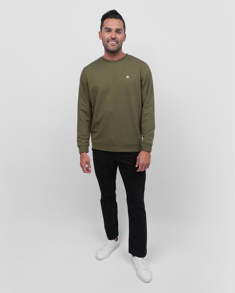 Crewneck Sweatshirt - Branded-Olive Green-Full--Zach---L