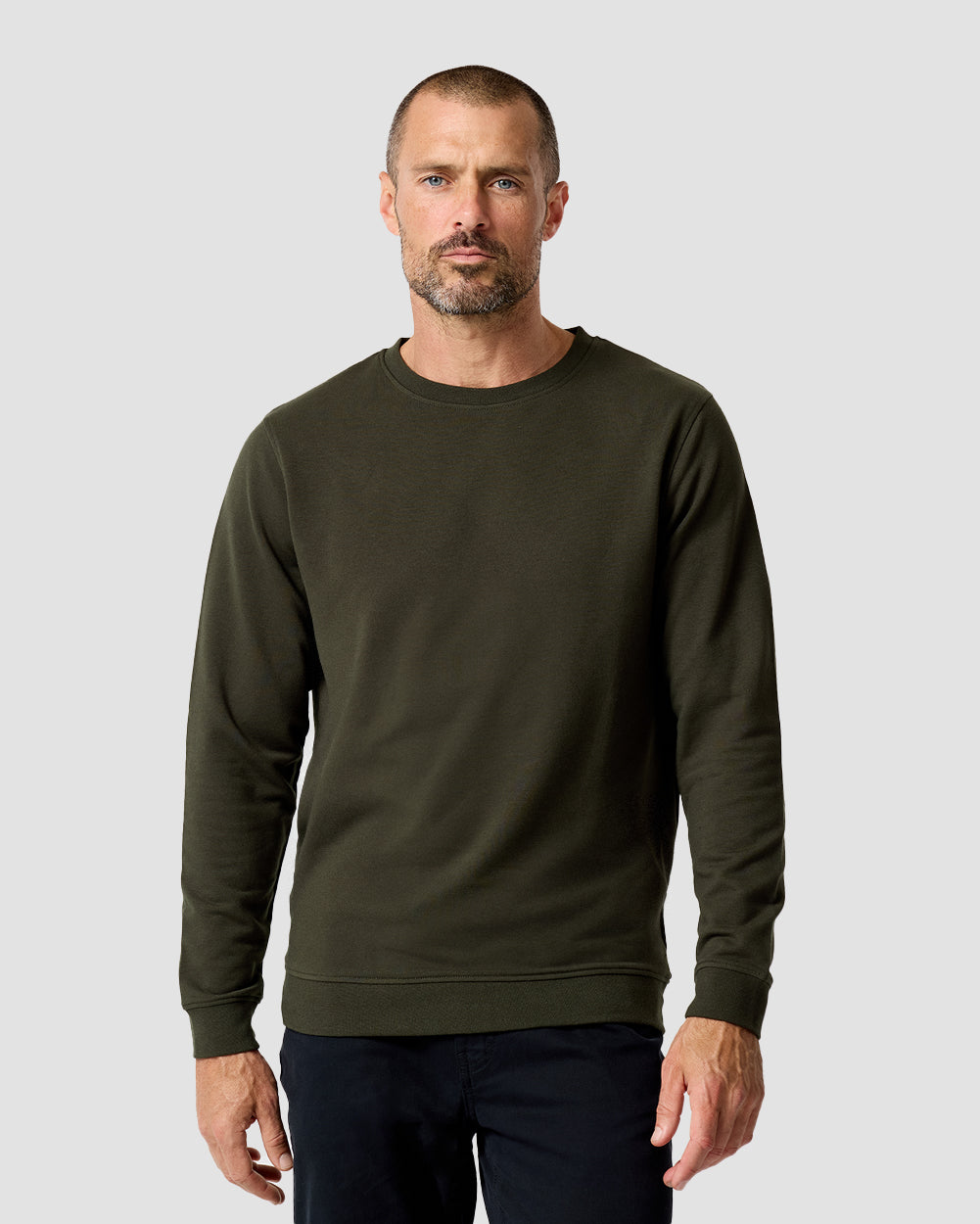 Crewneck Sweatshirt - Non-Branded-Midnight Olive-Regular-Front--Zac---L