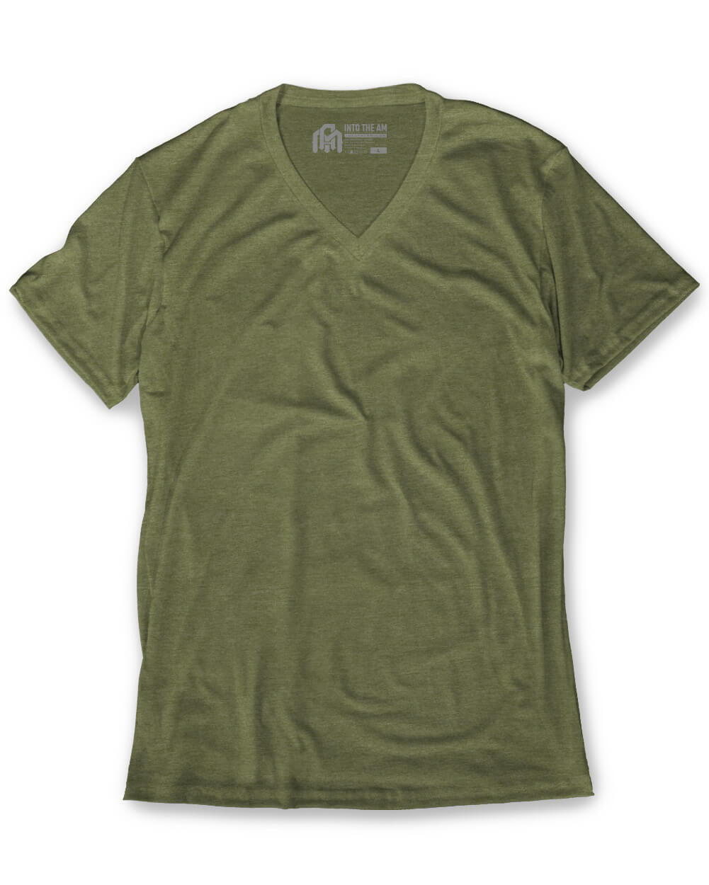 V-Neck Tee - Non-Branded-Olive Green-Mock--Model---M-Regular