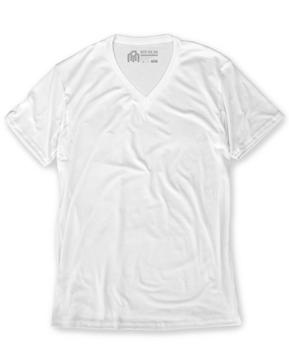 V-Neck Tee - Non-Branded-White-Mock--Model---M-Regular