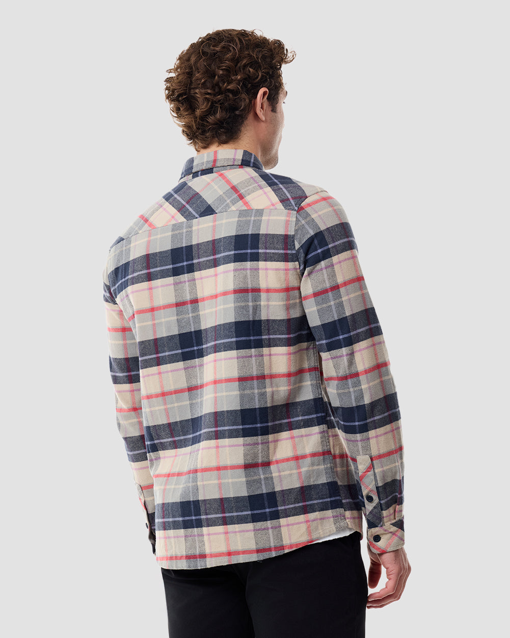 Fairbanks Flannel-Beige Multiplaid-Regular-Back--Chase---M