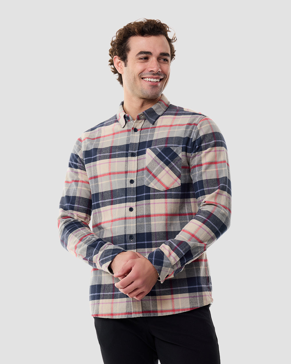 Fairbanks Flannel-Beige Multiplaid-Regular-Front--Chase---M