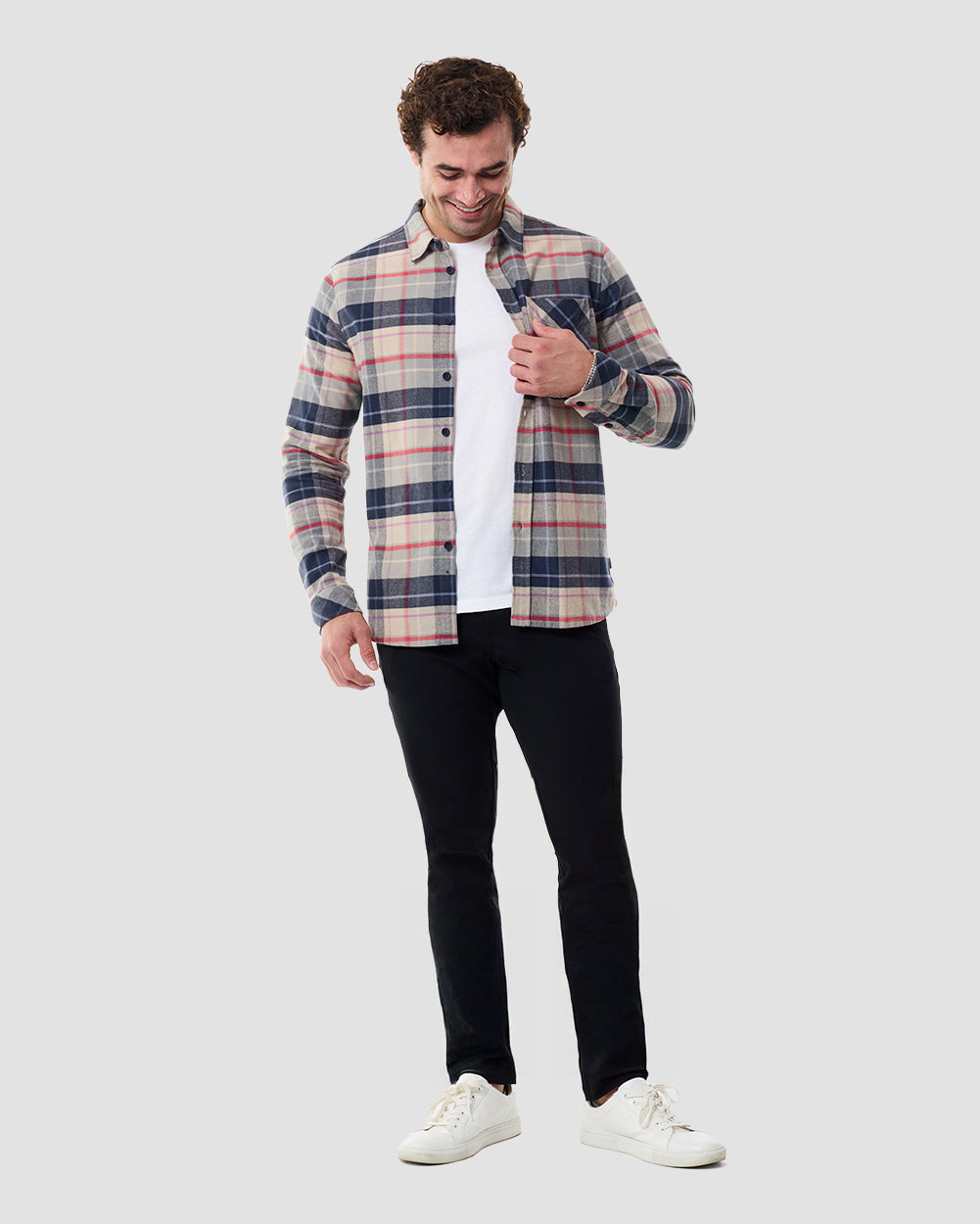 Fairbanks Flannel-Beige Multi Plaid-Regular-Full--Model---L