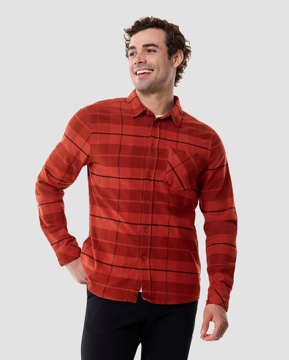 Fairbanks Flannel-Dark Red-Regular-Front--Chase---M