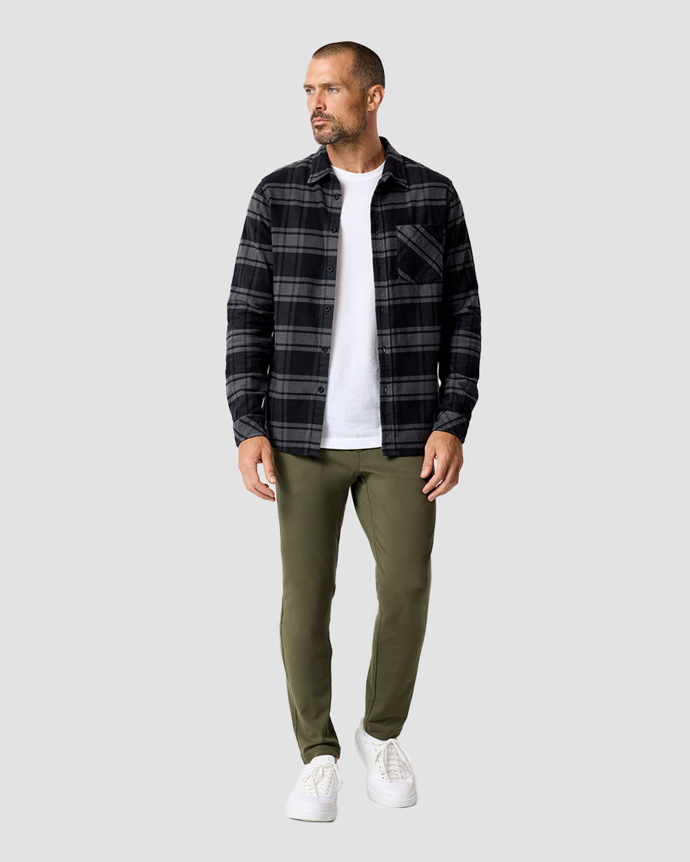 Fairbanks Flannel-Black/Dark Charcoal-Regular-Full--Model---L