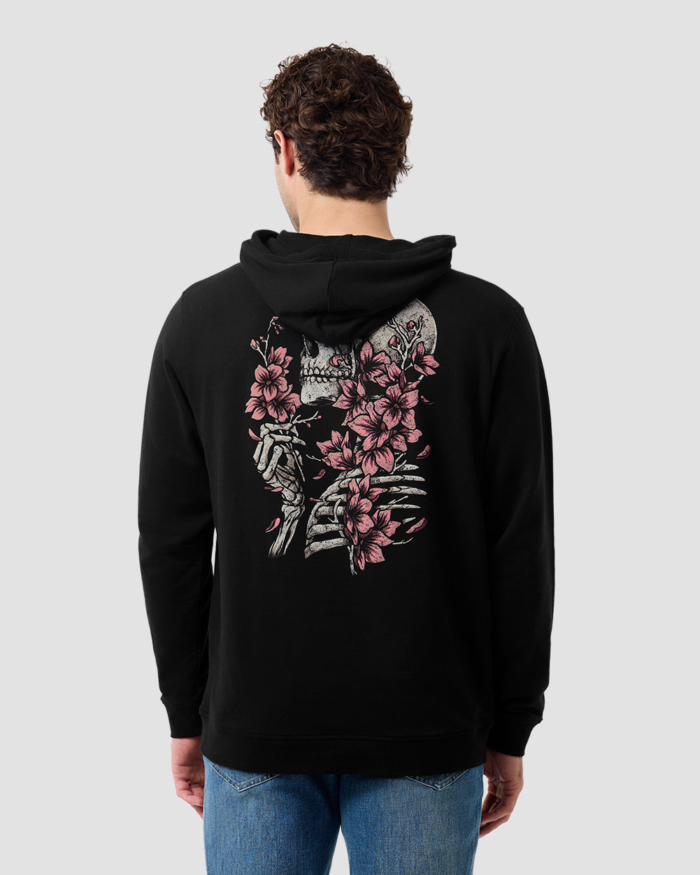 Eternal Blossom Hoodie-Black-Regular-Back--Model---L
