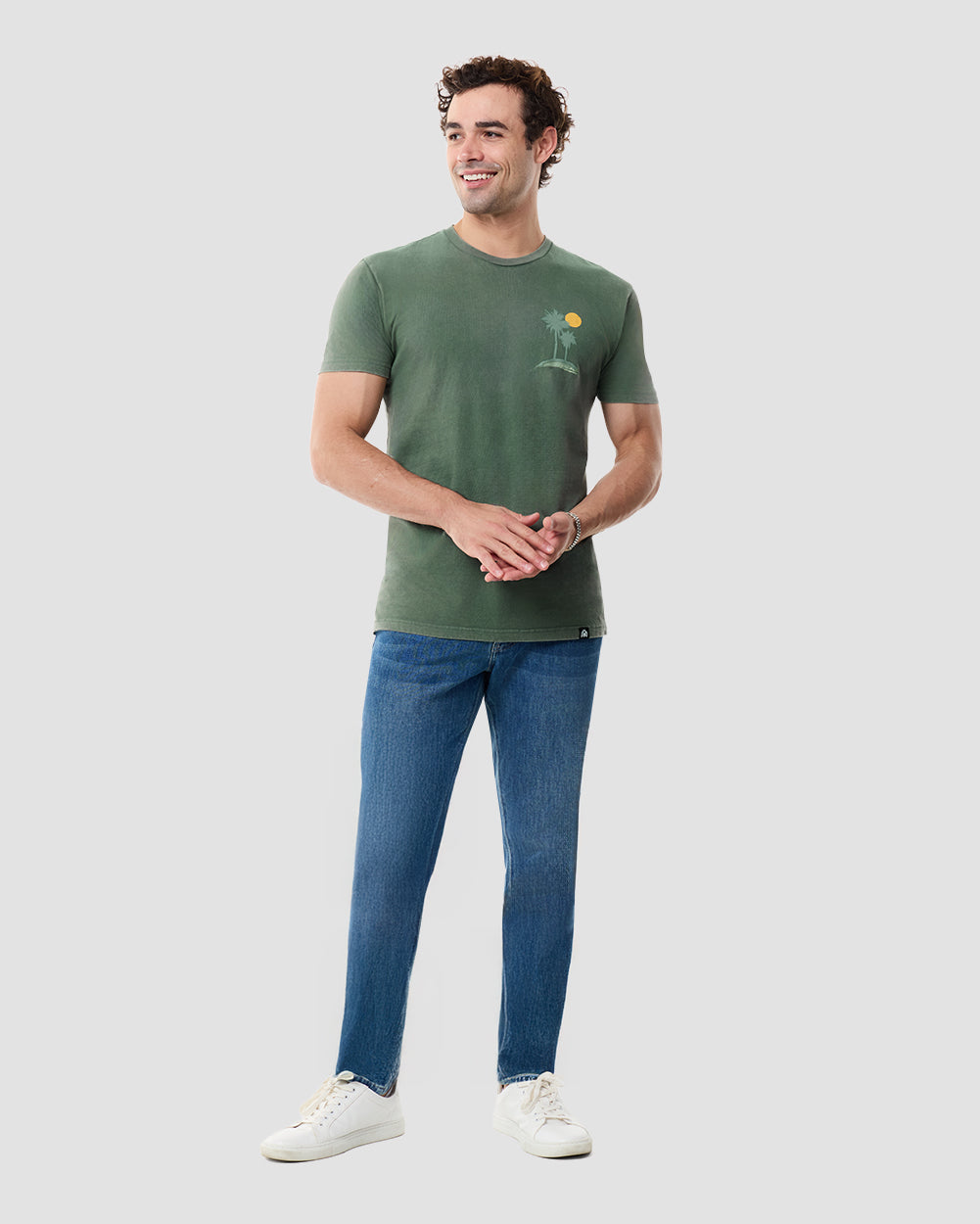 Sunlit Palms Vintage Tee-Vintage Royal Pine-Regular-Full--Model---L