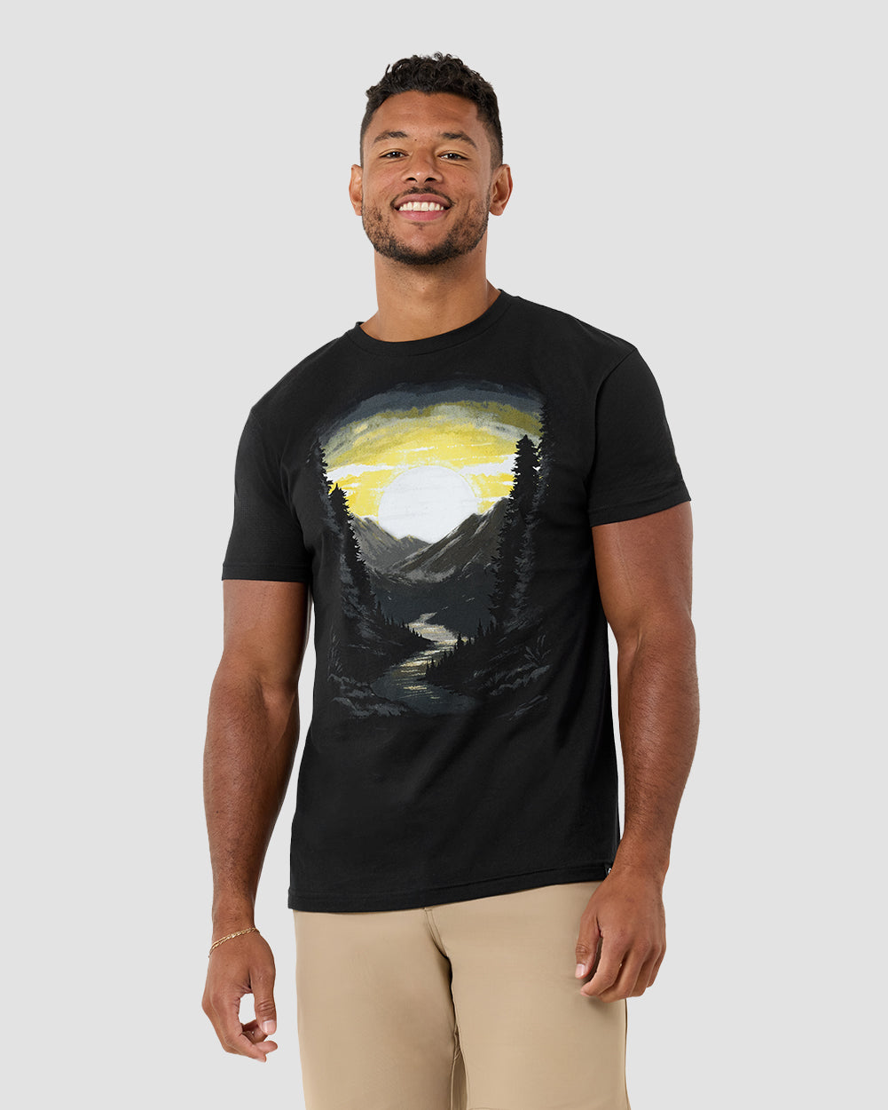 River Dawn Tee-Black-Regular-Front--Model---L